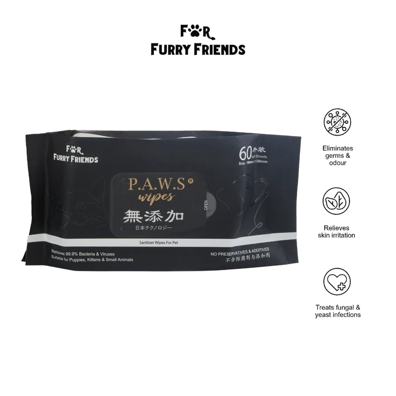 For Furry Friends Pet's Activated Water Sanitizer (P.A.W.S) 60 pcs wipes